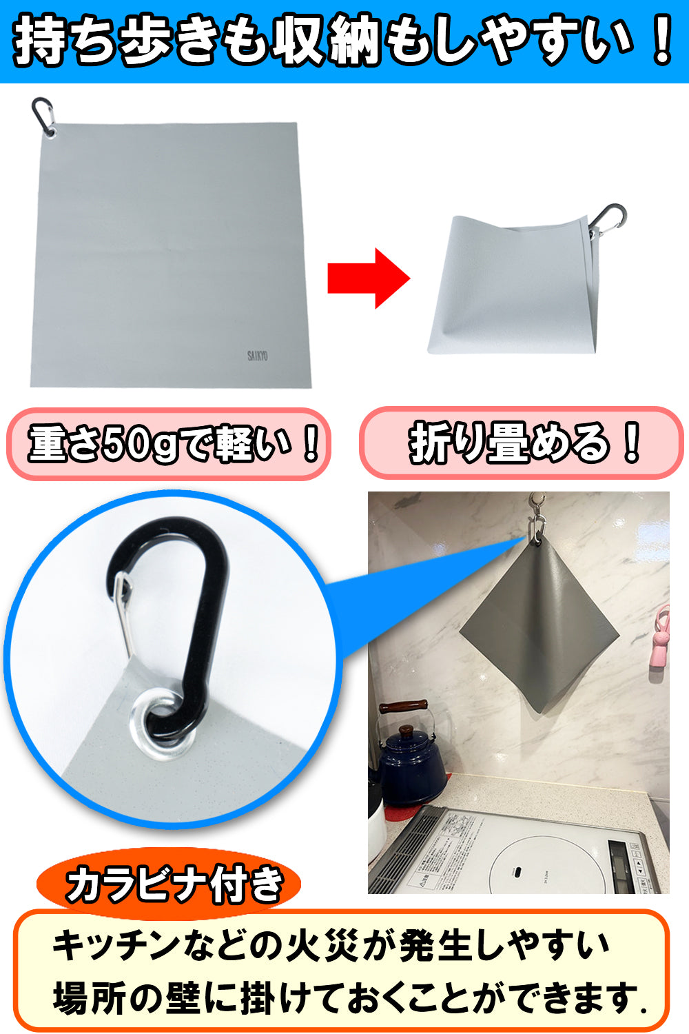 Fire Fighting Sticker(ファイア ファイティング ステッカー) 消火クロス 日本製 初期消火 住宅 工場 交通機関 火災対策 折りたたみ 携行可能