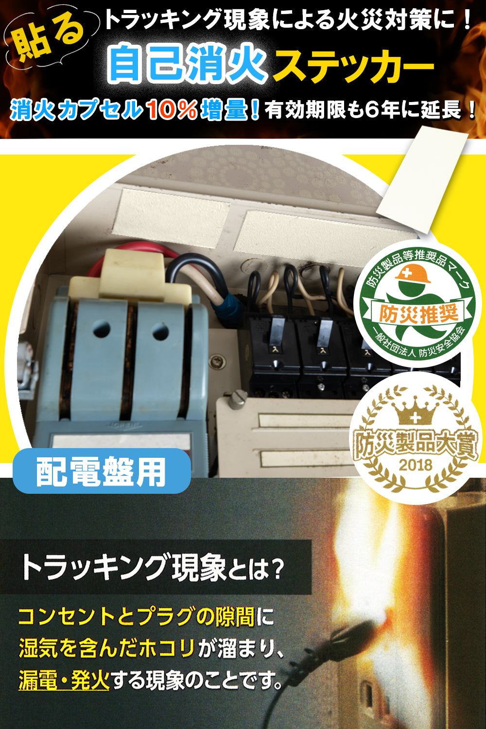 配電盤用 自己消火ステッカー｜Fire Fighting Sticker ウルトラ