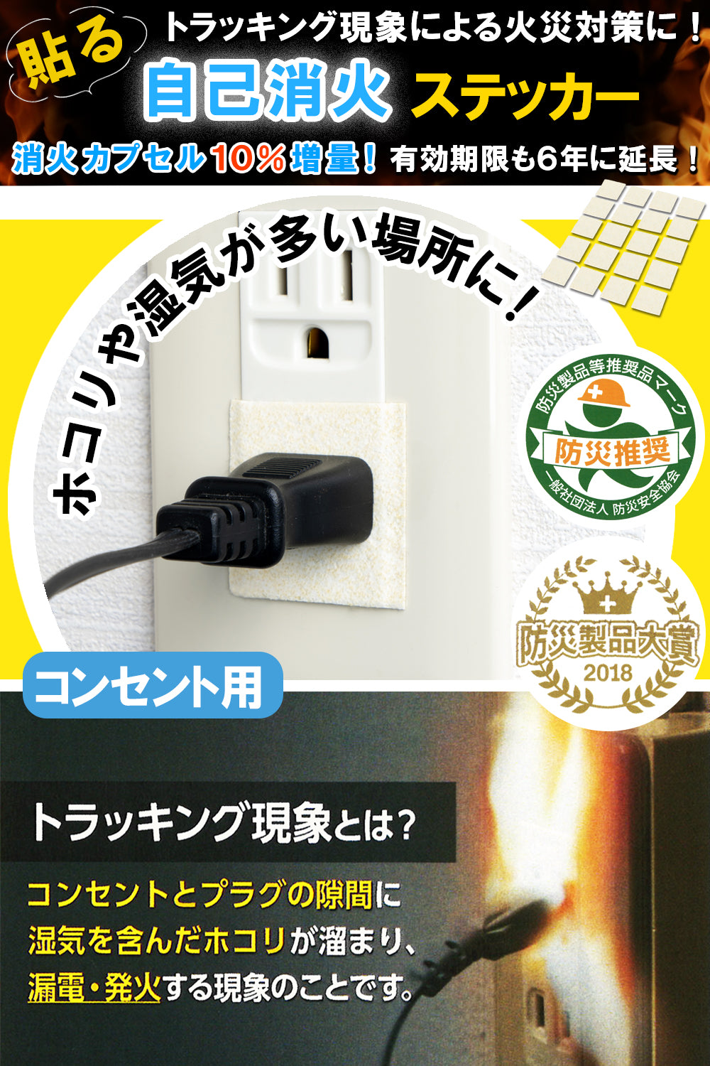 Fire Fighting Sticker ウルトラスーパーホワイト｜3×3cm 自己消火