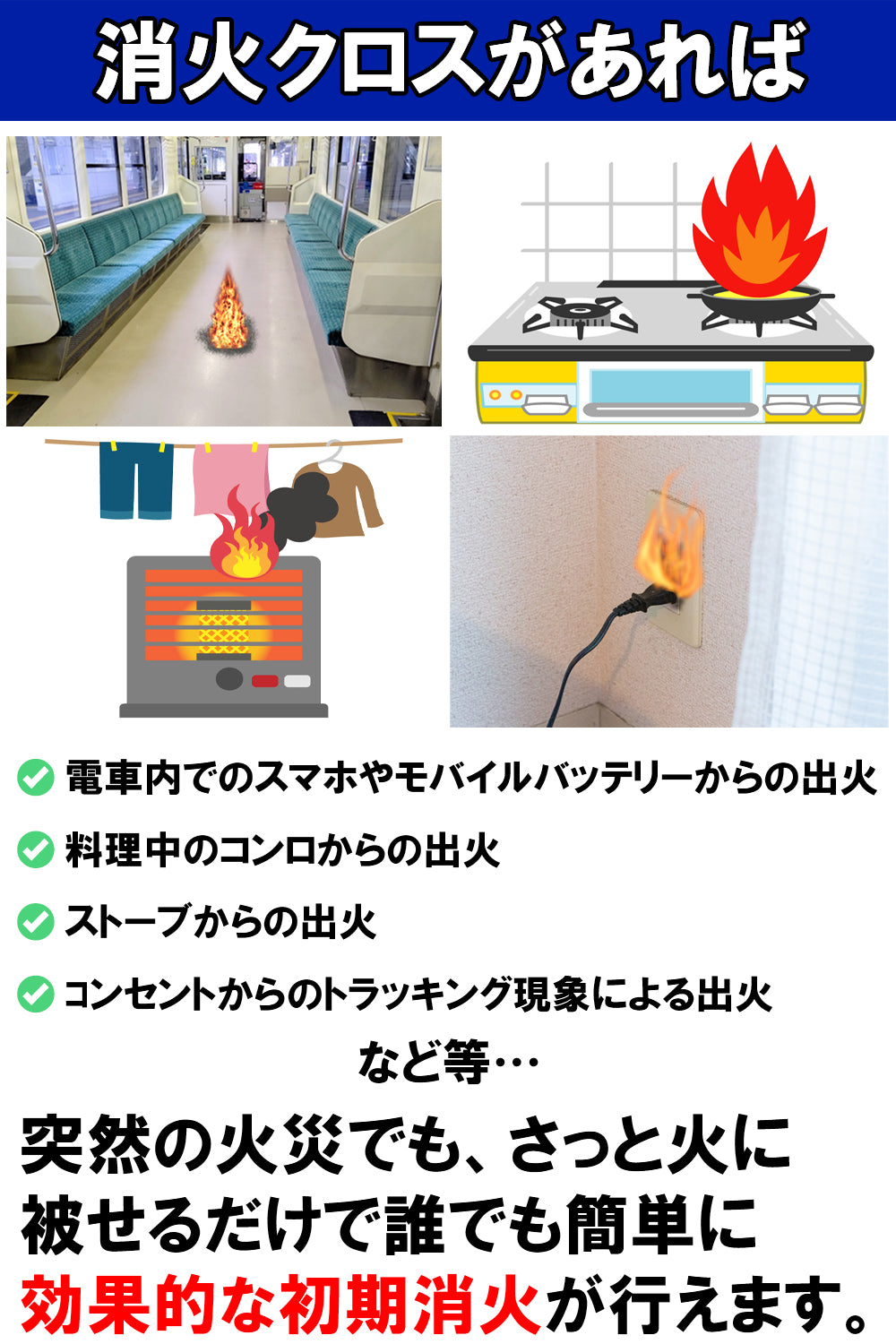Fire Fighting Sticker（ファイア ファイティング ステッカー） 消火クロス 日本製 初期消火 住宅 工場 交通機関 火災対策 折りたたみ 携行可能